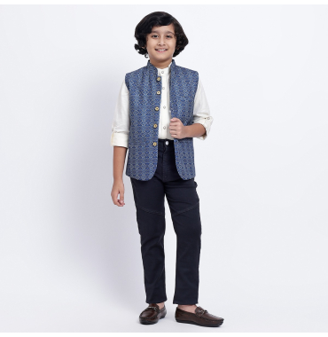 White Shirt and Blue Coat Set for Boys