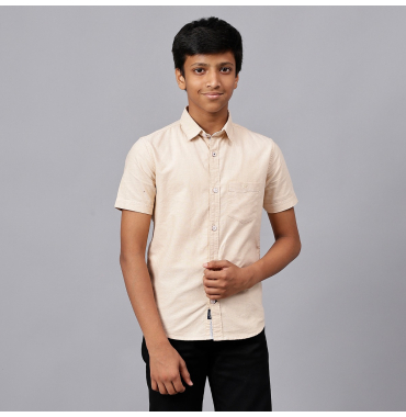 Plain Cream Half-Sleeved Shirt for Boys