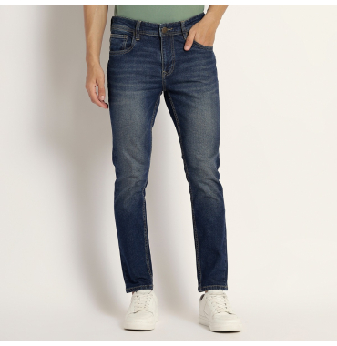 Blue Mid Rise Jeans for Men