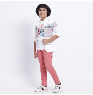 White Printed Shirt and T-Shirt Set