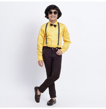 Yellow Shirt with Suspenders & Jogger Pants 