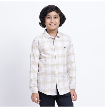 Beige and White Chequered Shirt for Boys